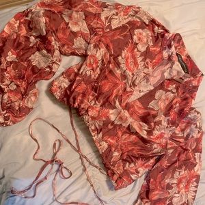 🔥Special‼️ Zara Silk Crop Top Draw-string Blouse